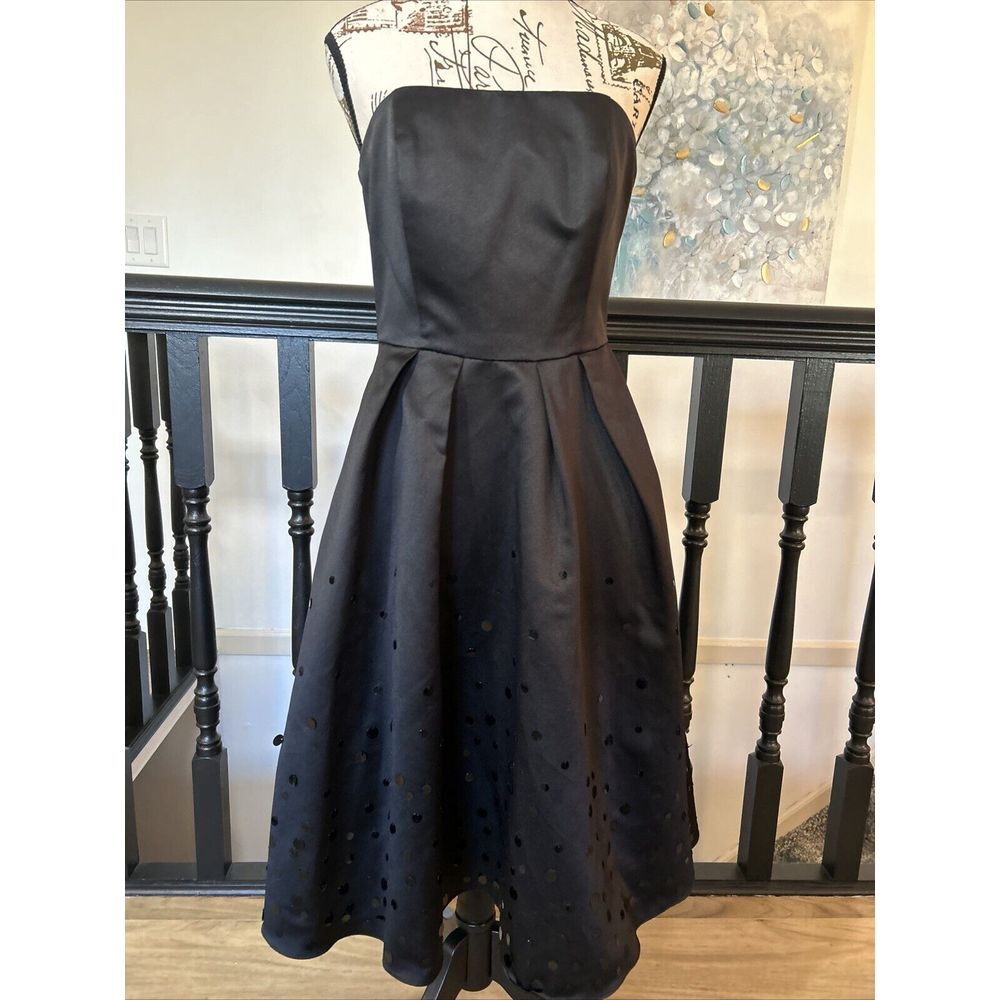 David's Bridal Size‎ 6 Dress Black Sequin Fit Flare Strapless Bridesmaid